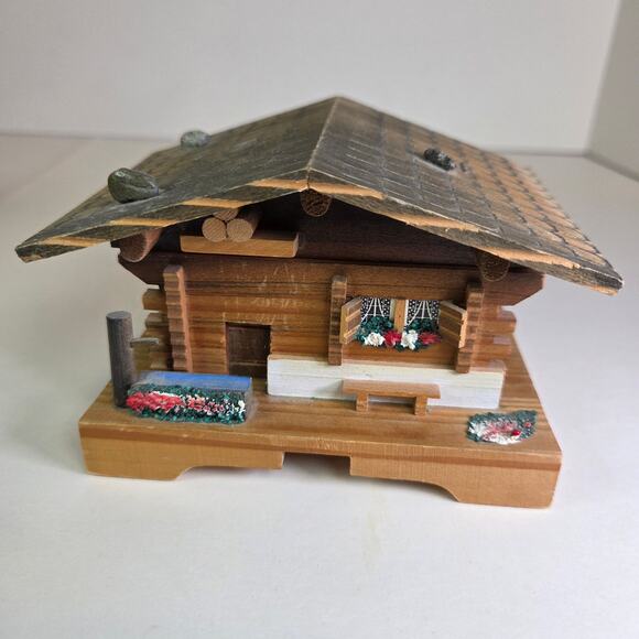 Vintage Reuge Swiss Chalet Music Box Jewelry Trinket Holder – Edelweiss Song - Picture 5 of 12